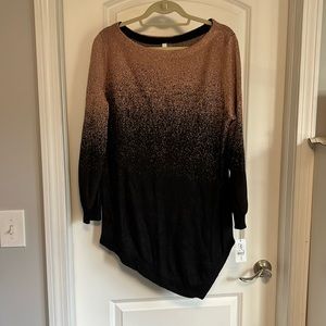 NWT dressy tunic sweater. Size XL. Asymmetrical hem line.